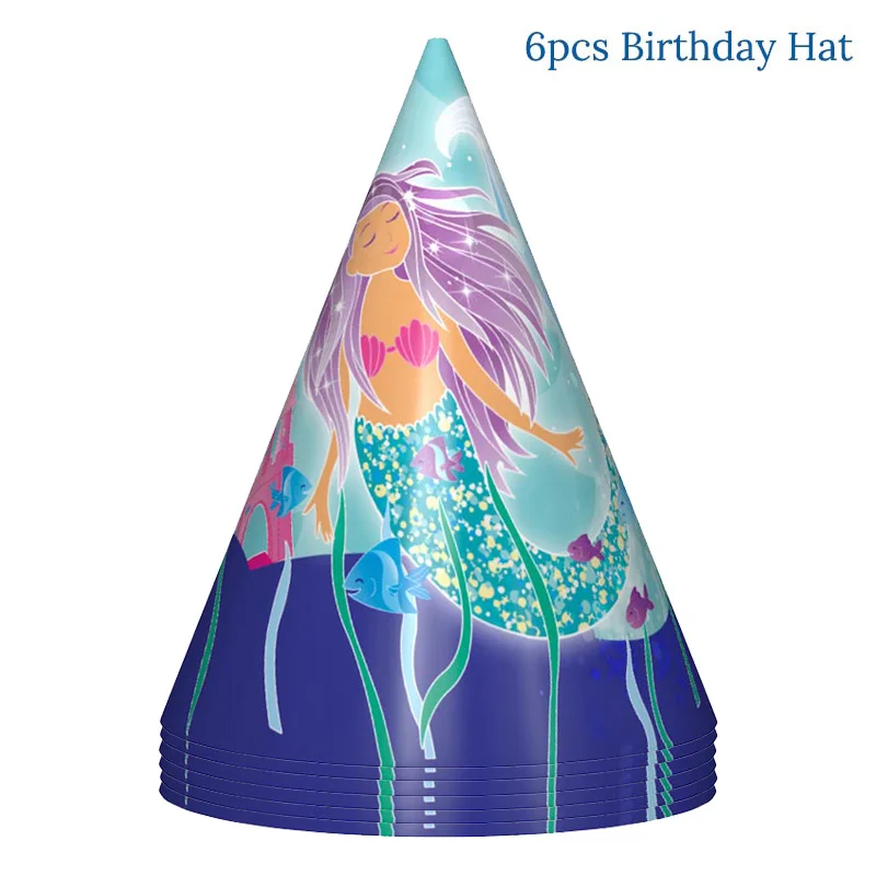 Вечерние платья Русалочки с воздушным шаром под морем, праздничные украшения для детей, для предродовой вечеринки - Цвет: 6pcs paper hat