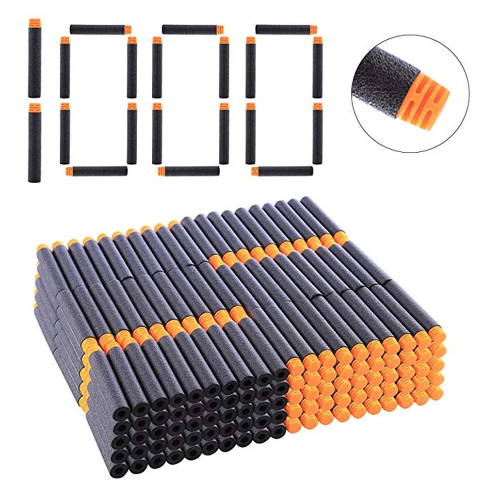 

1000PCS Black Soft EVA Toy Gun Bullets 7.2cm*1.3cm Refill Darts For Nerf Series Blasters Xmas Kid Children Gift (New Arrival)