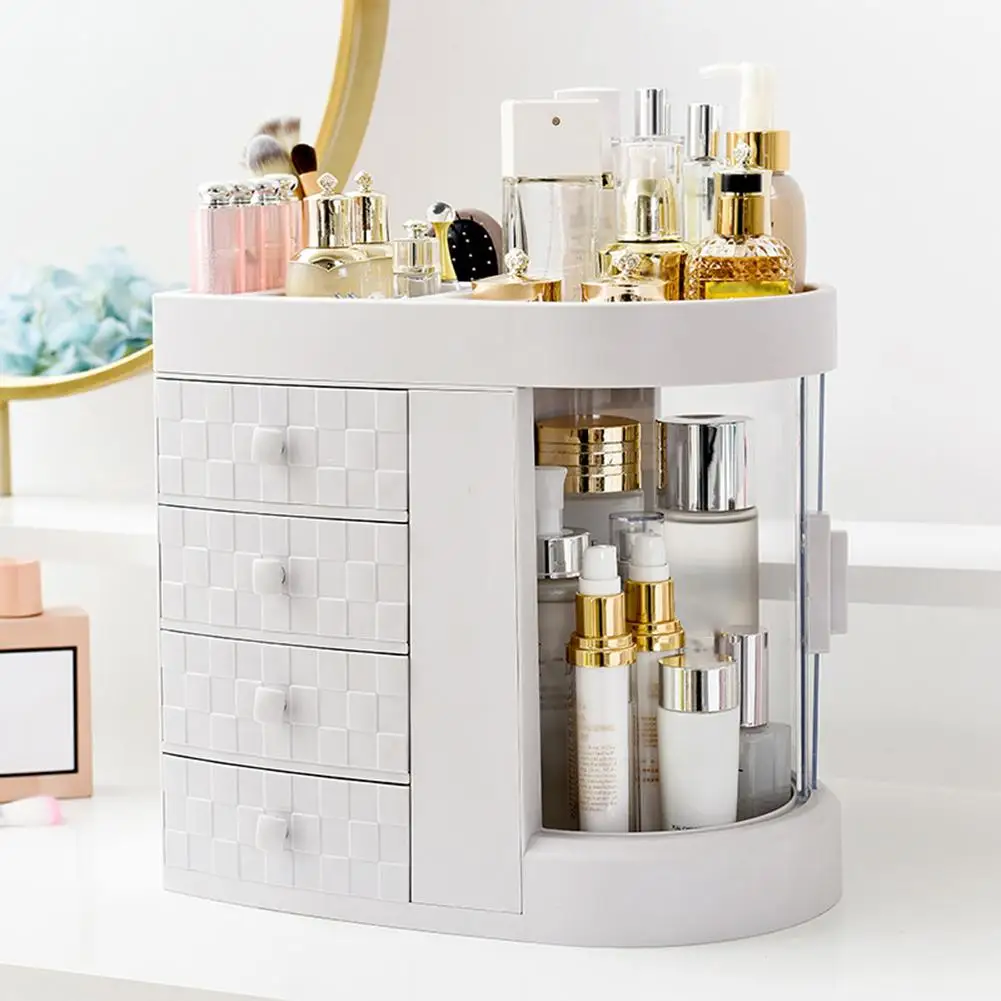 

Desktop Large Capacity Lipstick Perfume Emulsion Makeup Holder Rotatable Storage Box Dustproof Case