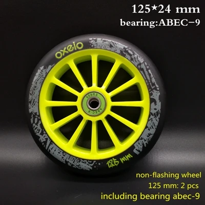 black-green Колеса скутера мигающие 125*24 мм включая подшипник - Цвет: black-green