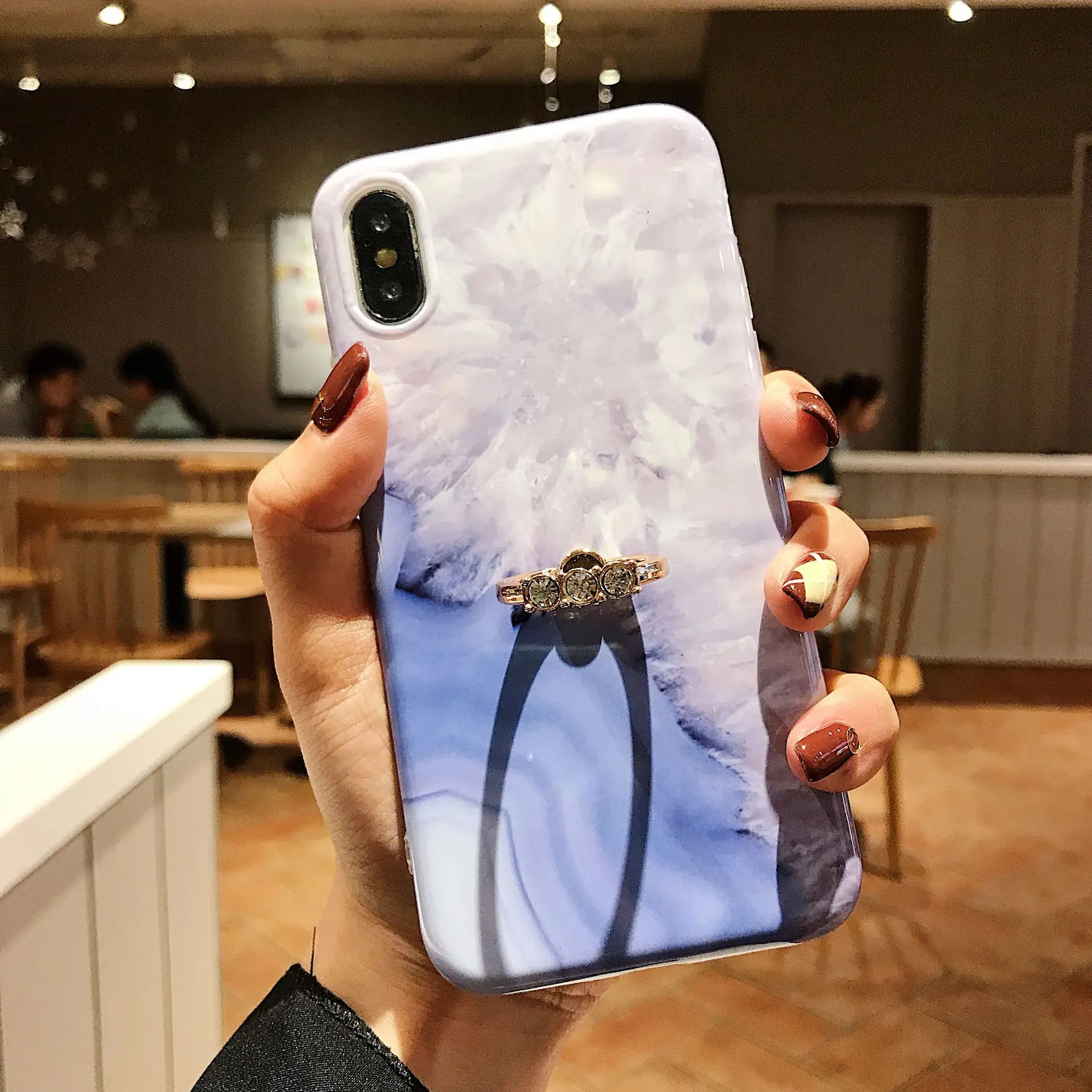 Для iPhone11pro Мрамор оболочки сверлильный кольцевой кронштейн XR для Apple iPhone 7plus с геометрическим рисунком алмаза Soft Shell