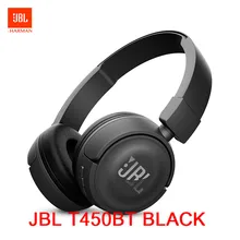 Беспроводные bluetooth-наушники JBL T450BT, плоская Складная гарнитура на ухо с микрофоном, шумоподавляющий наушник, управление звонками и музыкой