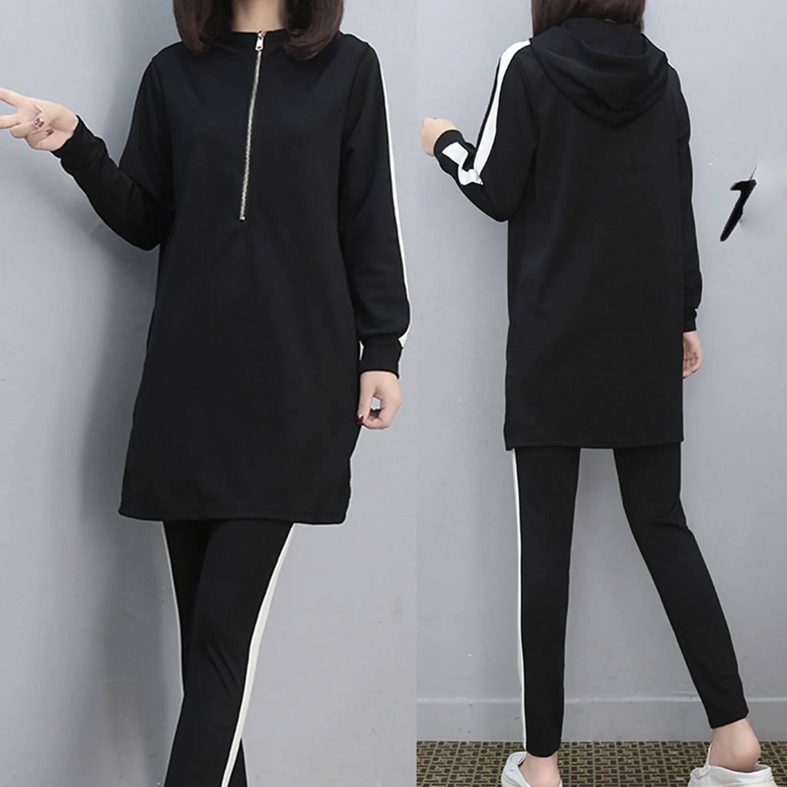 Women Sports 2 Pieces Set Sweatshirts Pullover Casual Tracksuit Suit Home Sweatpants Casual Long Pants Outfits Sportswear#g30 1