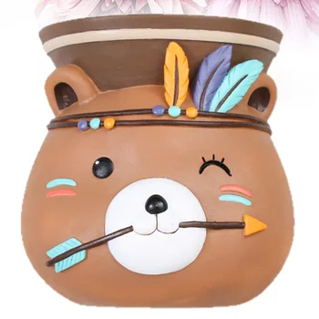 

1pc Cartoon Flower Vase Decorative Cartoon Durable Ethnic Style Resin Flower Vase Flower Pot for Garden Home