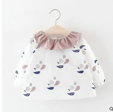 pink Одежда для маленьких девочек; детское платье для младенцев; весенние детские хлопковые топы; платье для малышей; Модная одежда с длинными рукавами; платье с цветочным рисунком - Цвет: pink