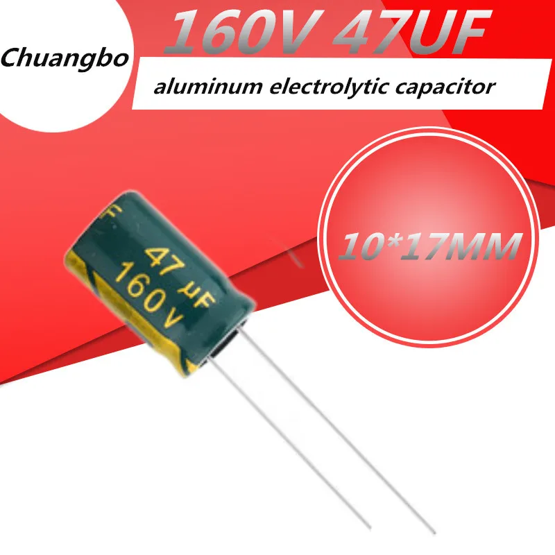 

10-50pcs Higt quality 160V47UF 160V 47UF 10*17 low ESR/impedance high frequency aluminum electrolytic capacitor