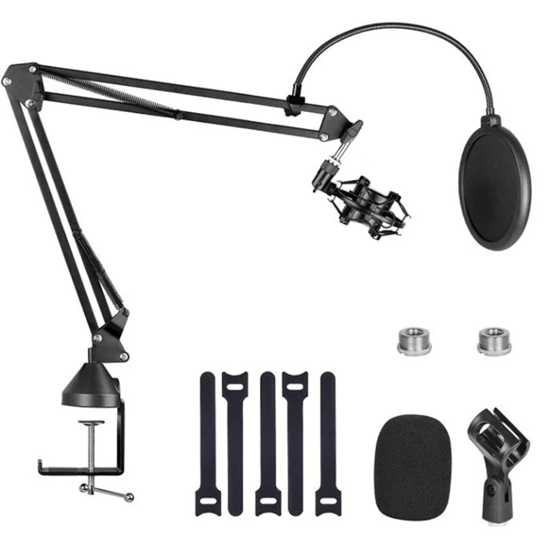 HFES Microphone Boom,Adjustable Suspension Boom Scissors Mic Holder With Microphone Clip,For