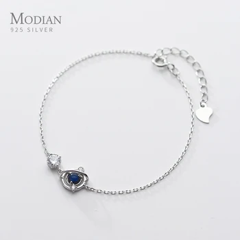 

Modian Hot Sale 925 Sterling Silver Blue Crystal Planet Chain & Link Bracelets For Women Fashion Wedding Korea Style Jewelry