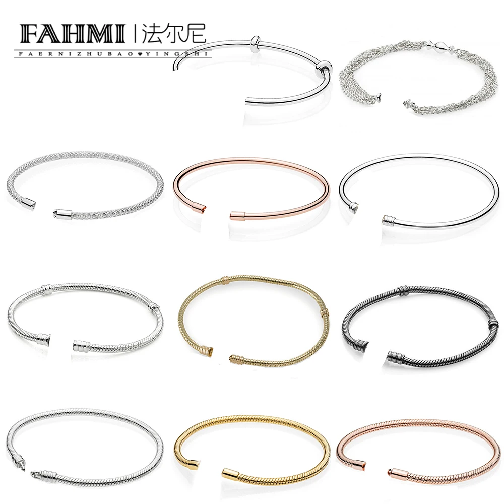 

2019 100% 925 Sterling Silver 1:1 Basic Bracelet Chain Can Be Freely Matched With Chain Buckle Original Jewelry Women Gift