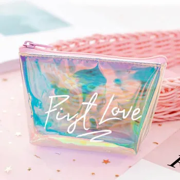 

LIXUN Transparent Coin Purse Women Wallet Laser PVC Card Pencil Cosmetic Money Clutch Bag Case Female Mini Zipper Wallets Pouch