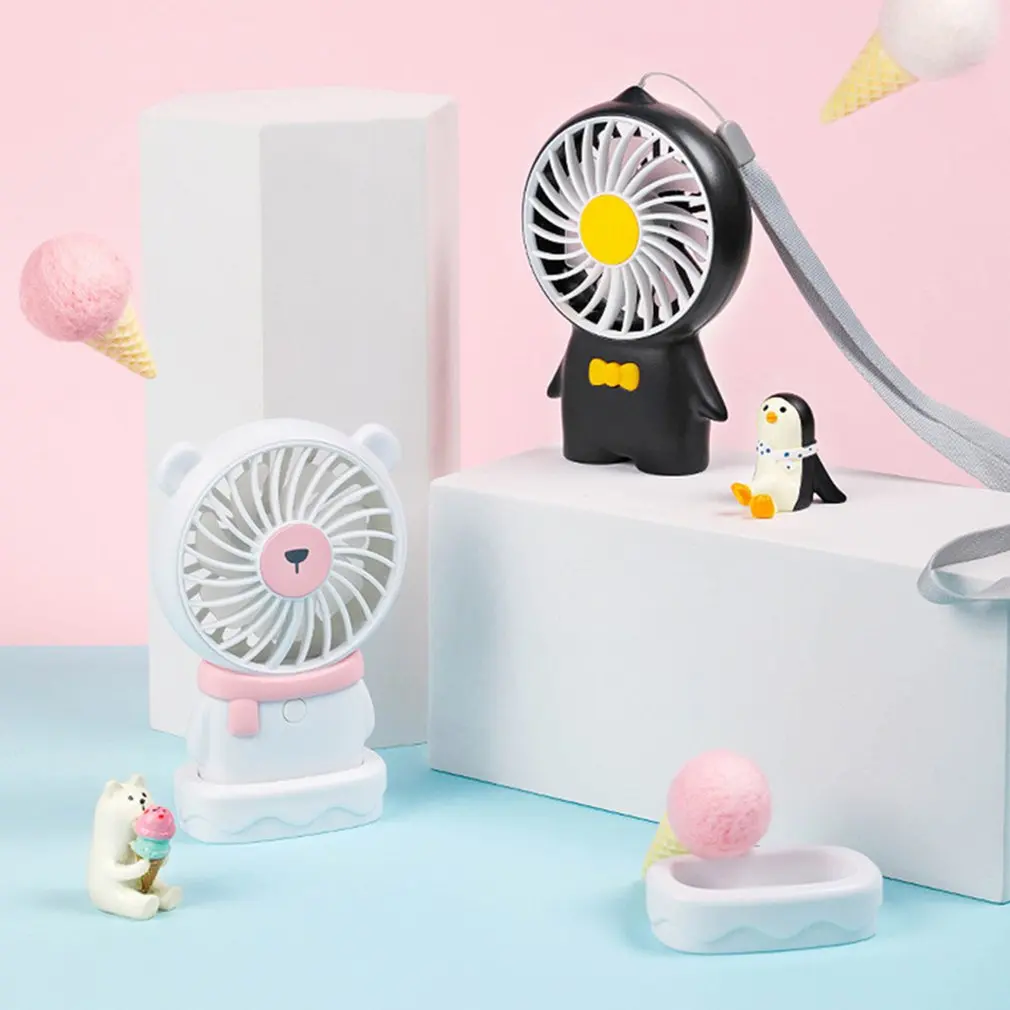 Cute Cartoon Animal USB Hand-held Desk Fan Cooler Handheld Air Conditioner Cooling Fan Summer Air Conditioner Cooler