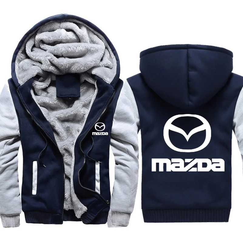 Мужские толстовки с капюшоном с логотипом Mazda Car, мужская куртка с капюшоном, повседневные зимние Утепленные флисовые хлопковые куртки на молнии, мужские спортивные костюмы - Цвет: 802