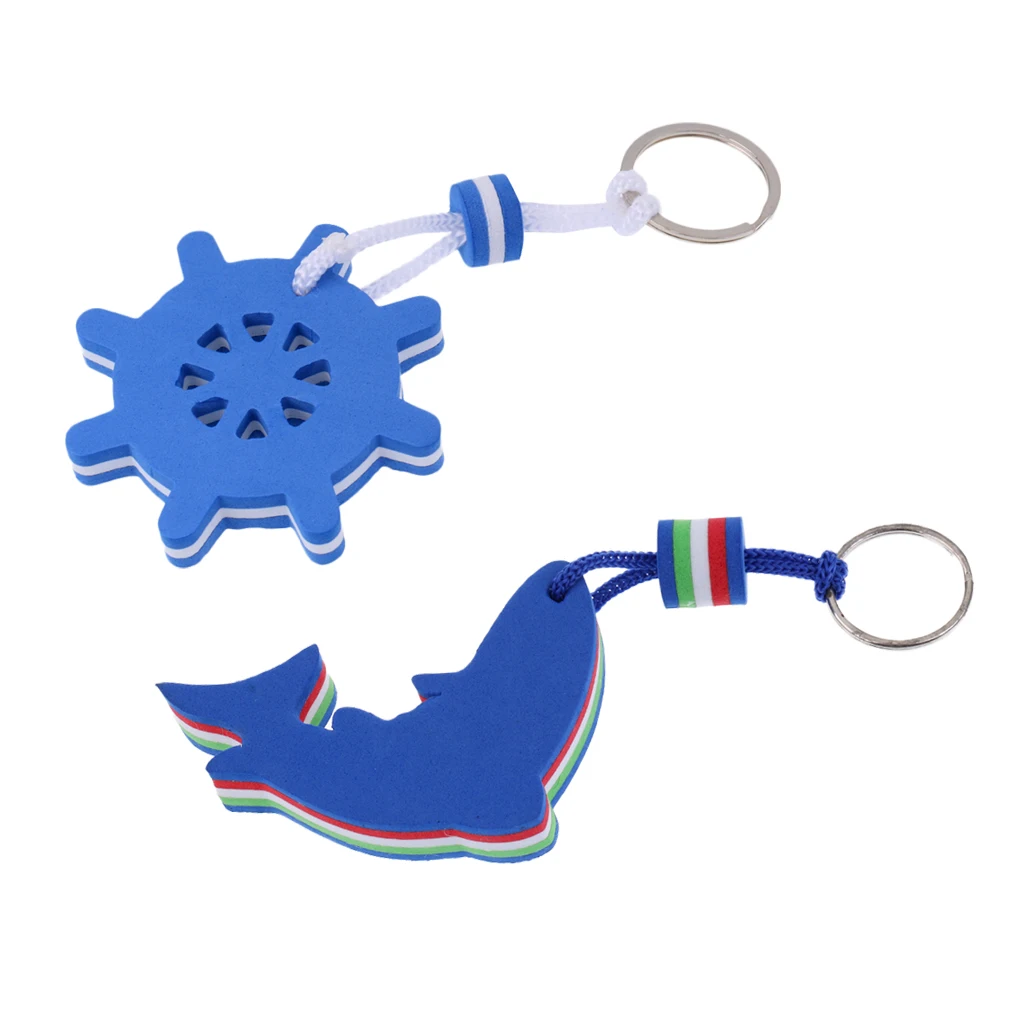 Blue Yachting Floating Boat Key Chain Key Ring Keyring Rudder Dolphin shape