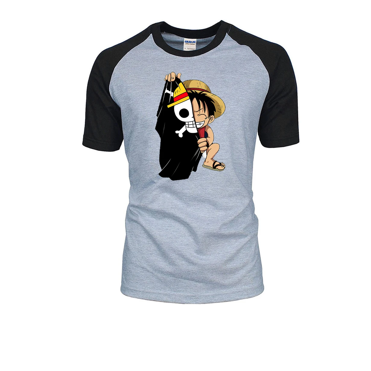 

One Peice Raglan T Shirt Monkey D Luffy Ainme Print Tops Tees Cotton Short Sleeve Harajuku LooseFit Sweatshirt Summer Streetwear