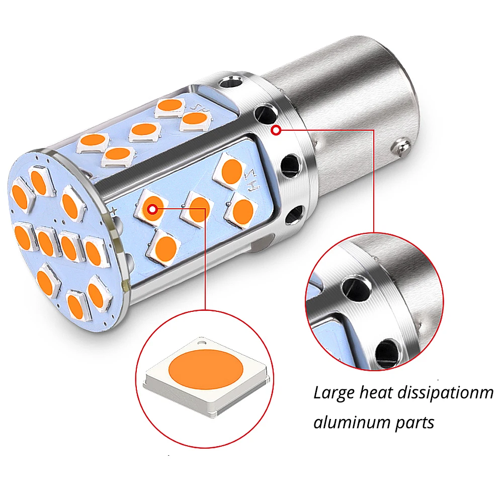 1PCS P21W LED 1156 BA15S PY21W BAU15S 35SMD Car Reserve Lamp Auto Styling Brake Light Turn Signal Bulb 12V License Plate Lights