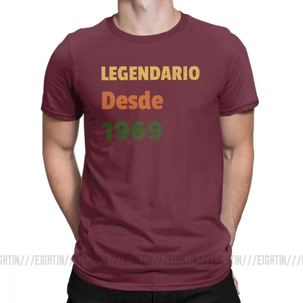 Legends Are Born In 1969, футболка, испанская, испанская, мужская,, подарок на рождение, топы, винтажные, с круглым вырезом, хлопковая футболка - Цвет: Burgundy