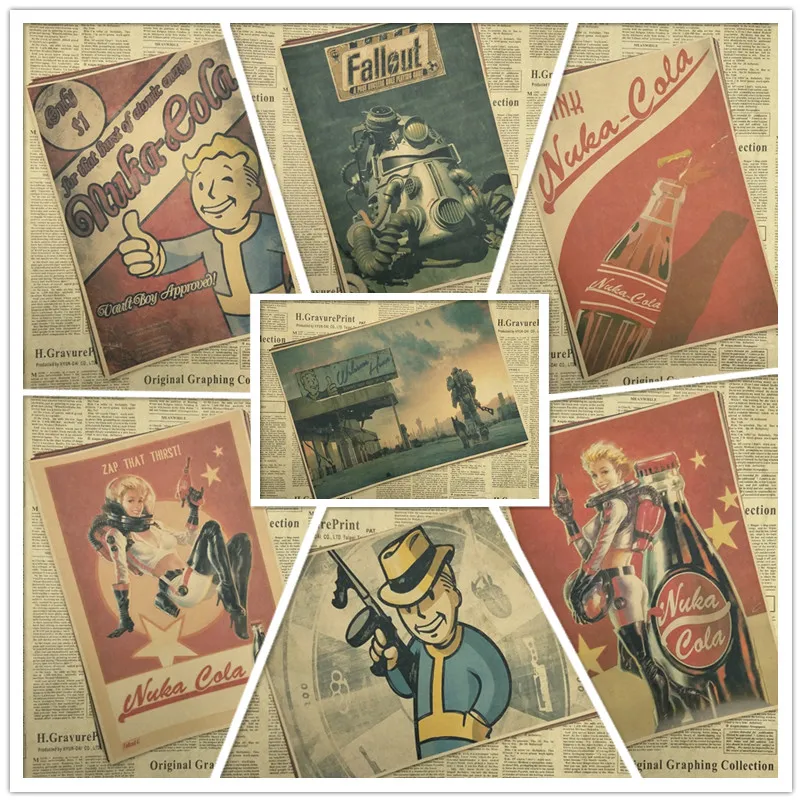 Fallout классические игровые постеры из крафт бумаги настенные для дома и бара