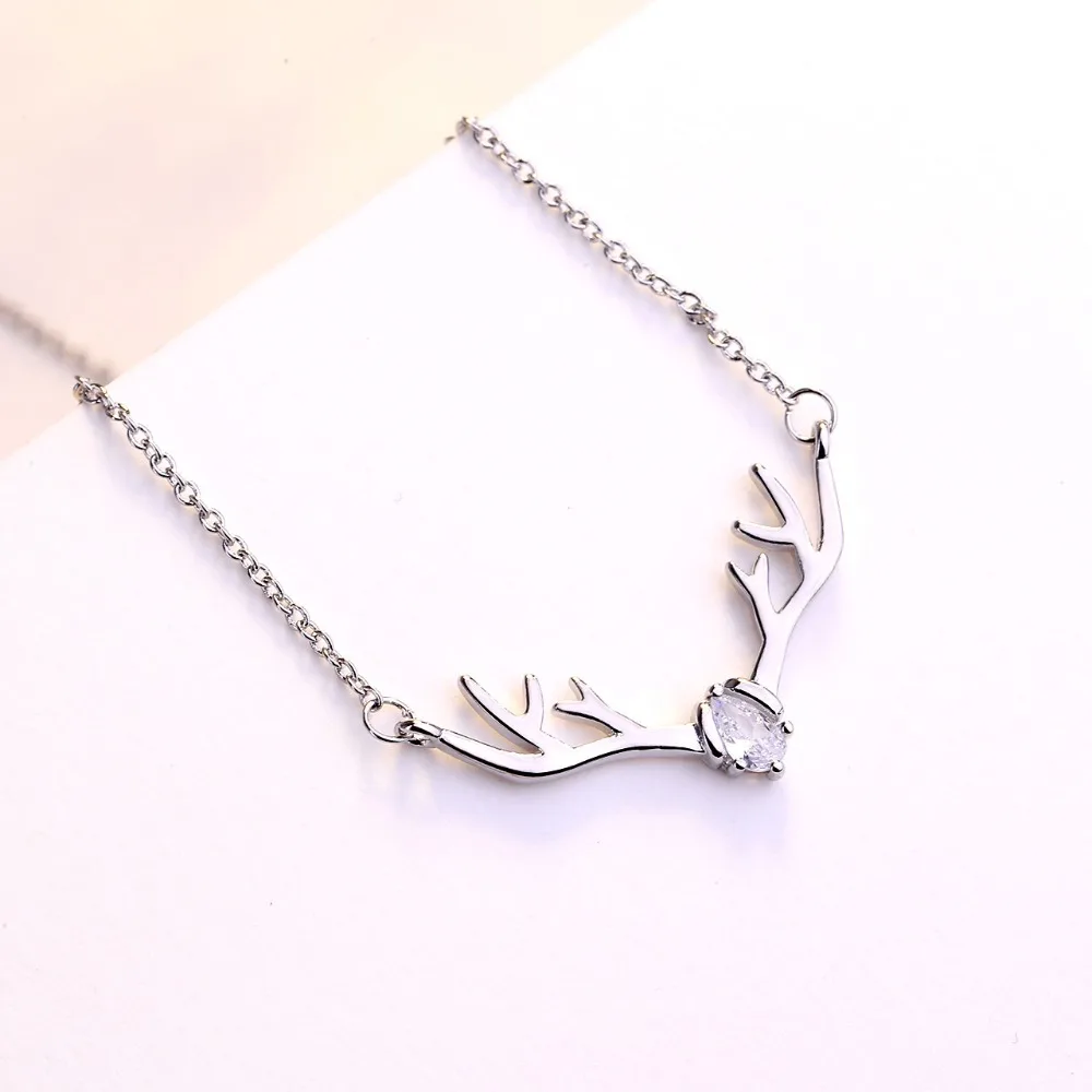 новый год 2021 подарки Deer Antler Necklaces for Women naszyjnik Charms Simple Necklace Choker Fashion Jewelery Collier Femme (4)
