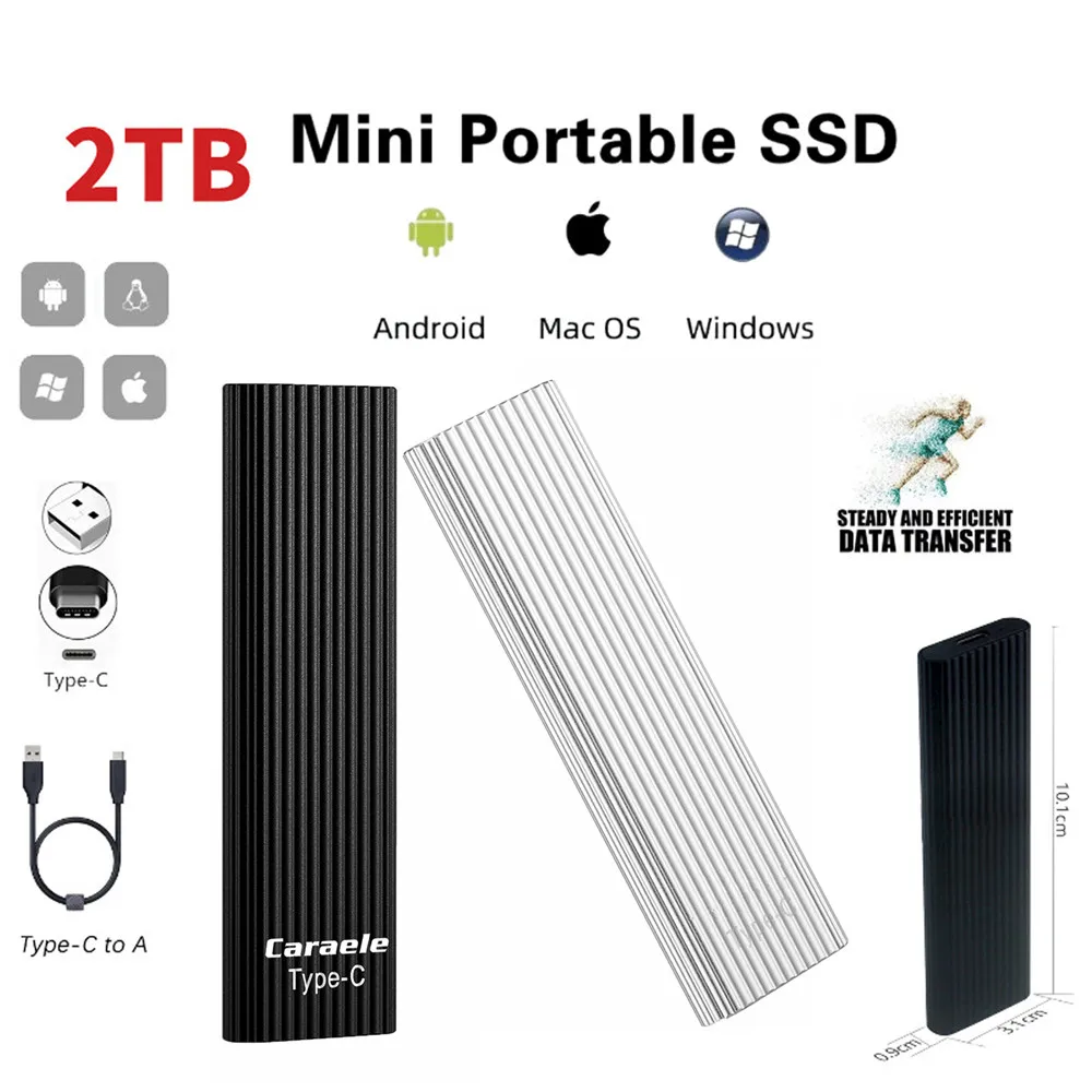 Disco duro externo MINI SSD 2TB 1TB 500G, unidad de estado sólido portátil, TYPE-C, móvil, para ordenadores portátiles y de escritorio