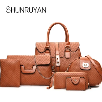 

SHUNRUYAN Coofit Luxury Composite Bag Set Women Chic Tote Handbag High Quality Leather Shoulder Bags Pouch Wallet Bag Set