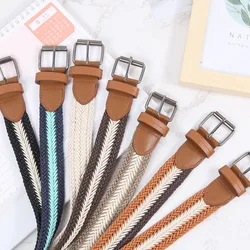 Women's Square Buckle Belt Punch-free Retro Casual Belt Ladies Twist Wax Rope for Women Belt