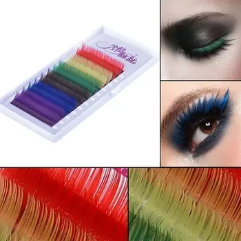 

1 Pack 6 Colors Eyelash Extension Individual Mink Fake Colored Eyelashes Soft Rainbow False Lashes Colorful Natural U8V6