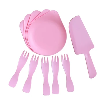 

5sets Picnic Disposable Dinnerware Set Birthday Holiday Party Fork Cutter Home Eco Friendly Solid Festival Wedding Dinner Plate