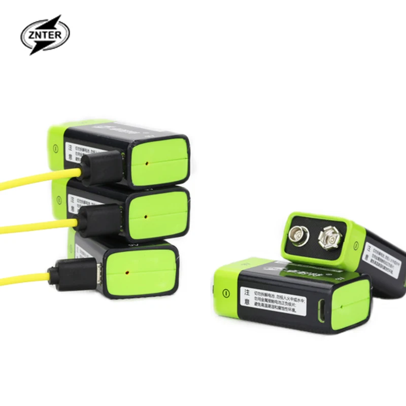 

ZNTER 2pcs 9V 400mAh lithium li-po li-ion rechargeable battery + micro usb cable for charging