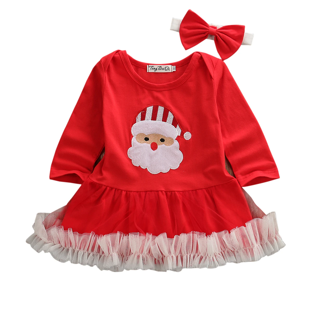 

0-24M Infant Baby Girl First Xmas Outfit Long Sleeve Tutu Dress Party Santa Claus Dresses Christmas Toddler Girls Clothes