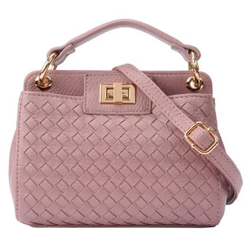 

2020 New Women's Woven Bag Casual Fashion Shoulder Messenger Bag Lock Handbag Lady Diagonal Crossbody Woven Bag Women Handbags