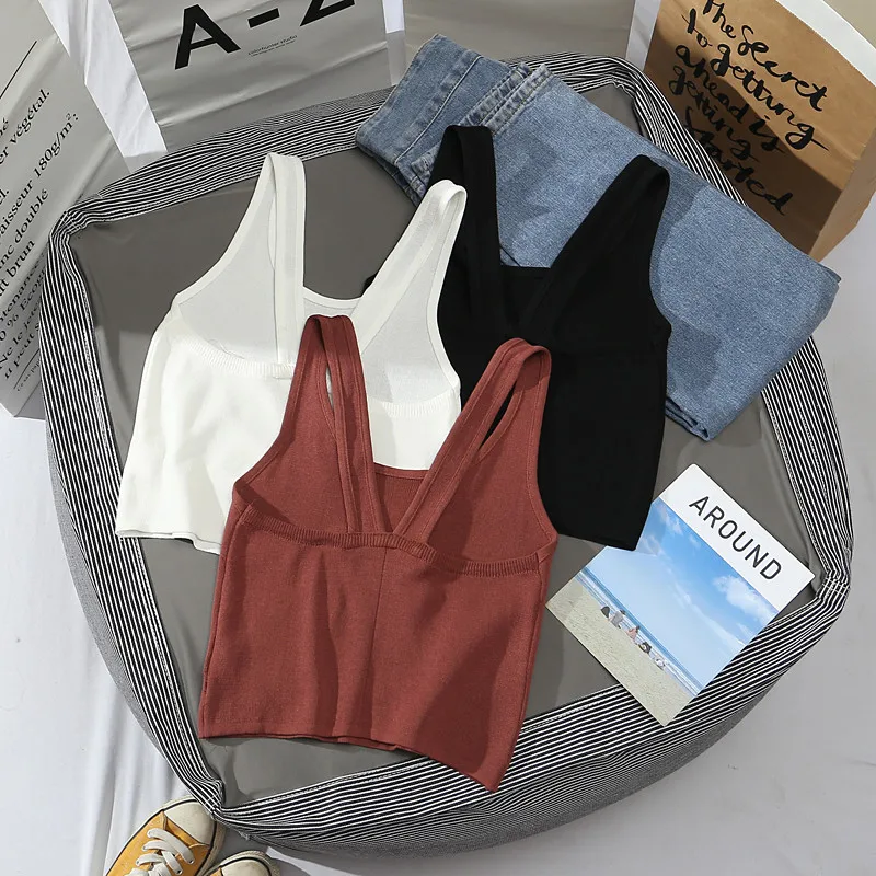

Rings Diary Women Knit Tank Tops Summer Solid Color Femme Vest Backless Casual Basic Cute Tops Sleeveless Going Out Beach Tops