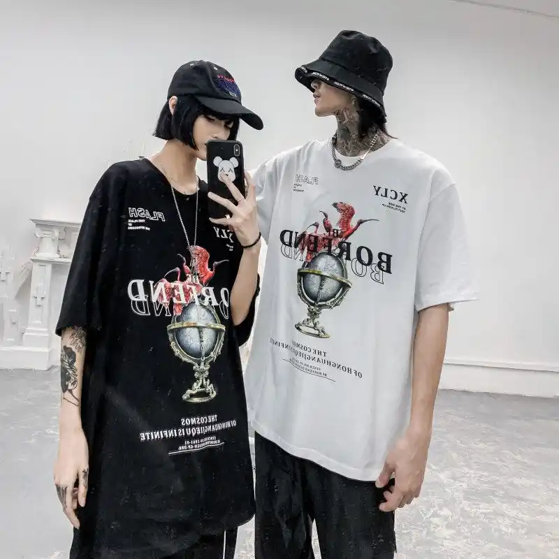 Versma日本原宿ロックパンクwhitetシャツとプリントストリート特大ヴィンテージtシャツ男性トップ販売製品で Tシャツ Aliexpress