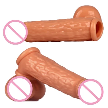 Silicone Man Reusable Condoms Penis Sleeve Extender Cock And Ball Ring Penis Scrotal Bound Ring Delay Ejaculation Condom 5