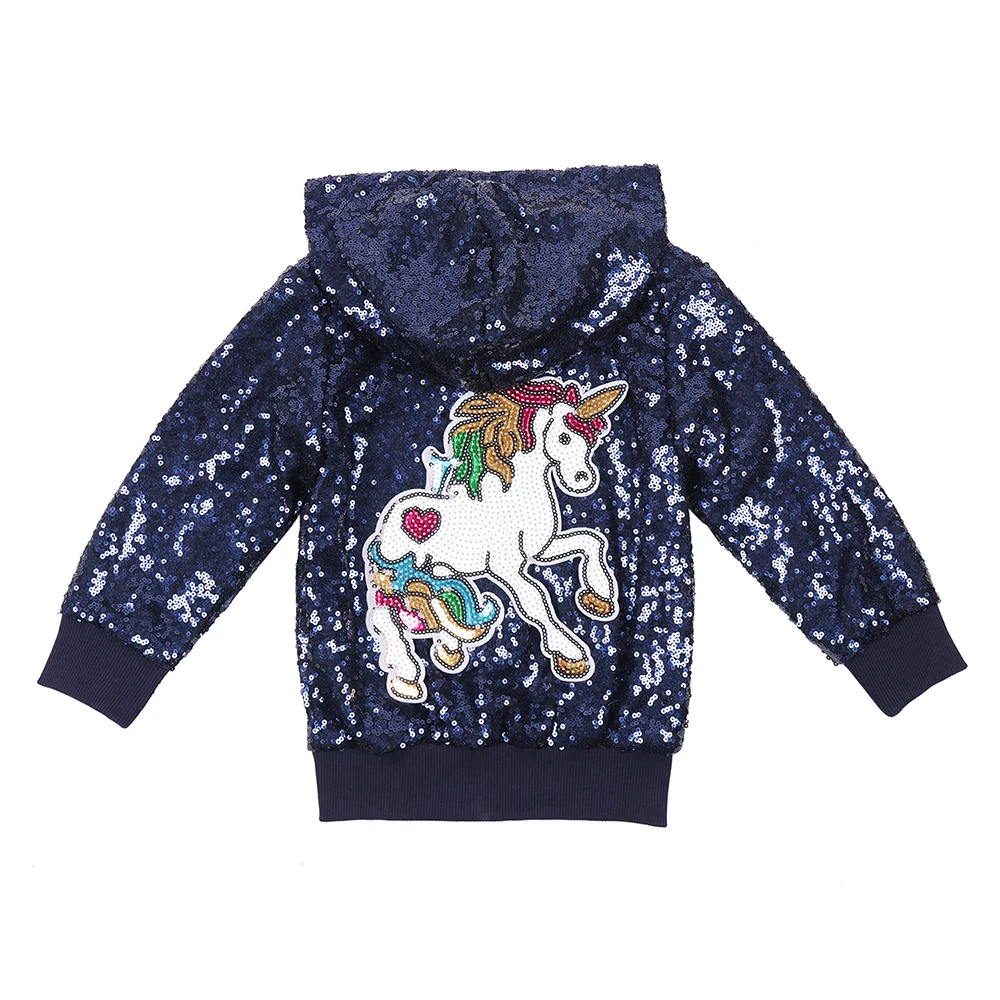 

Unicorn Sequin Hoodie Toddler Girls Coat Toddler Glitter Jacket Navy Baby Kid Sparkle Jacket Christmas Birthday New Year Gift