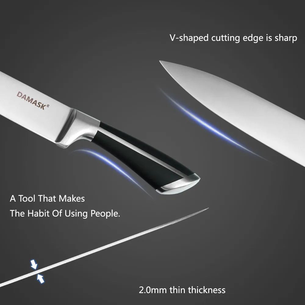 Дамаск 6 шт./компл. Porfesstional Кухня ножи для нарезки хлеба шеф-повар сантоку нож для очистки овощей Ножи острыми Нержавеющая сталь Ножи набор