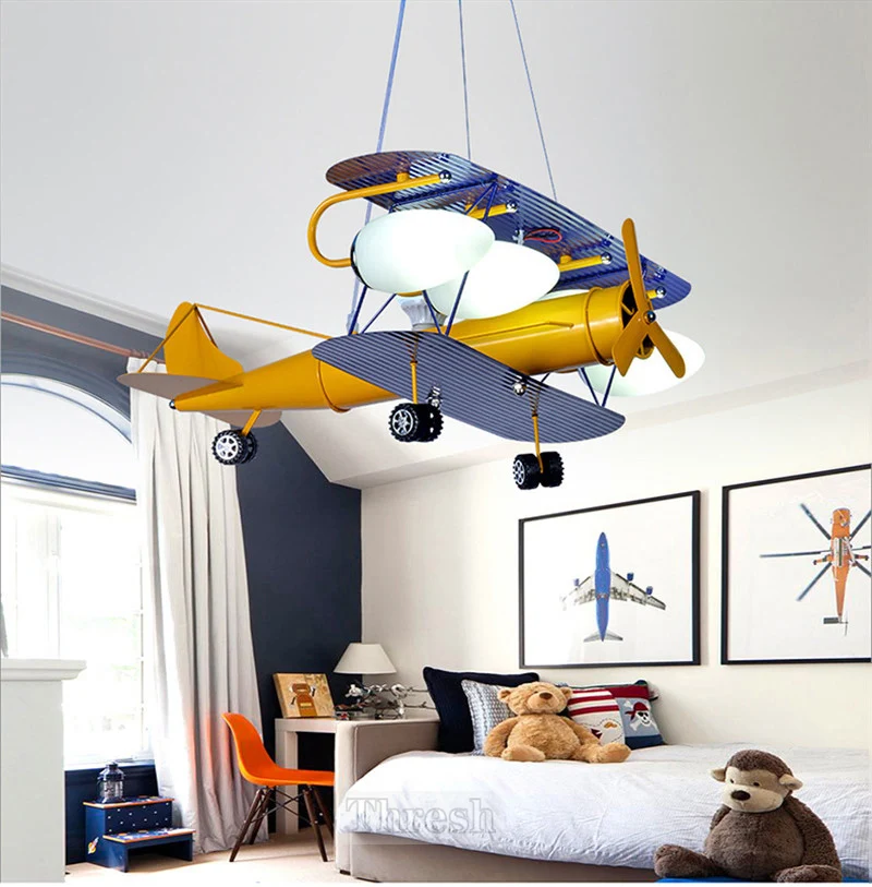 Kids Room Lamp For Children Chandelier E27 Airplane Hanging Lamp Light Kids Room Led Light Children Bedroom Lighting