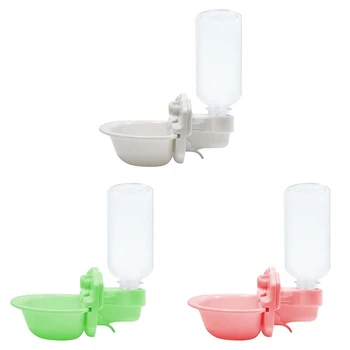 

Pet Cage Hanging Type Automatic Drinking Bowl Drinking Feeding Water Cat Feeder with Refill Bottle Kitten Slow Eat