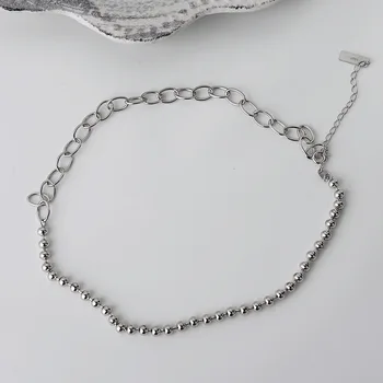 

Korean-Style Simple Handmade Heavy Industry Short Necklace Women's White Gold Color Half-Chain Bead Necklace