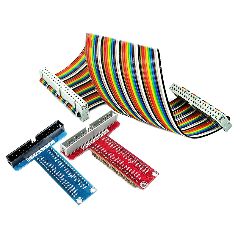 T 타입 GPIO 확장 보드, 라즈베리 파이 40P 케이블, 레드, 블루 PCB 보드, 라즈베리 파이 4 3 B + 액세서리