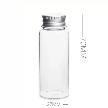 

100PCS 27*70mm 25ml Clear Glass Bottles Storage Bottle Jars Clear With Screw Cap Glass Wishing Bottles Transparent Glass Jars