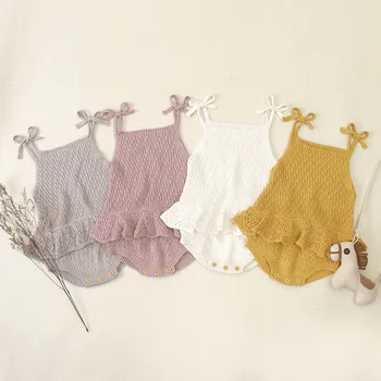 

Infant Newborn Baby Girl Clothes Solid Sleeveless Tops 2020 Summer Cotton Soft Romper Clothes 3M-18M