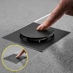 Bounce Floor Drain Square Pop Up Floor Drain Bathroom Cover Shower Room Push Down Drain Plug Anti-Odor Bath Shower Drain