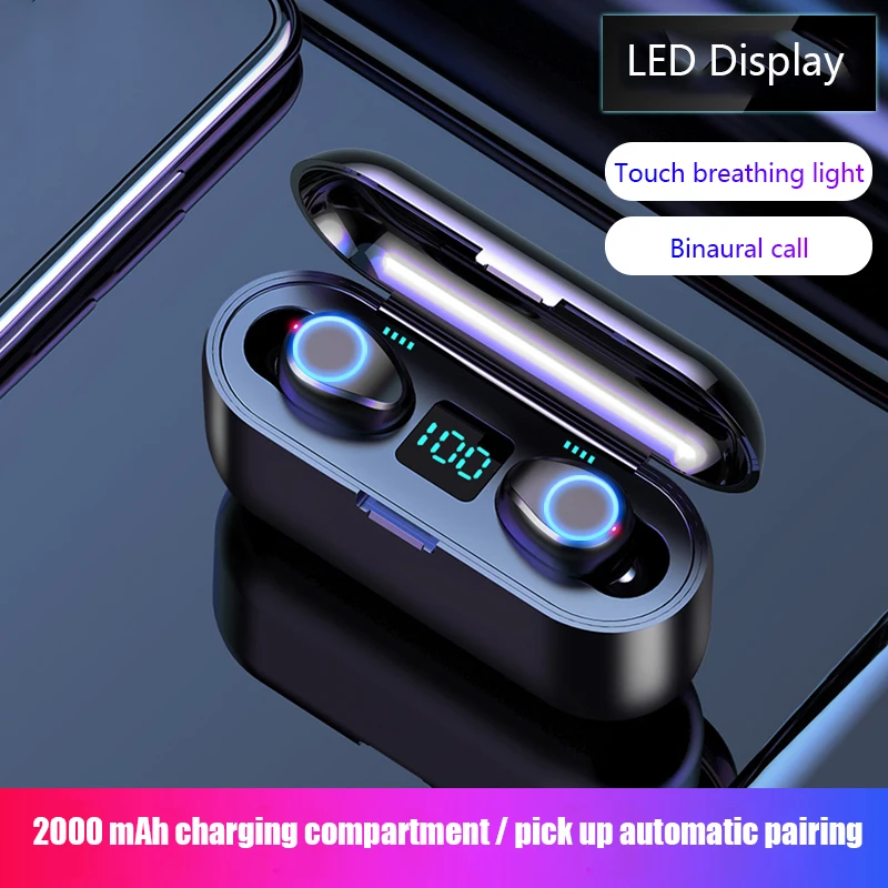 YEINDBOO F9 Bluetooth 5,0 TWS настоящие беспроводные наушники, спортивные наушники, HiFi бас стерео гарнитуры, IPX6 Водонепроницаемый