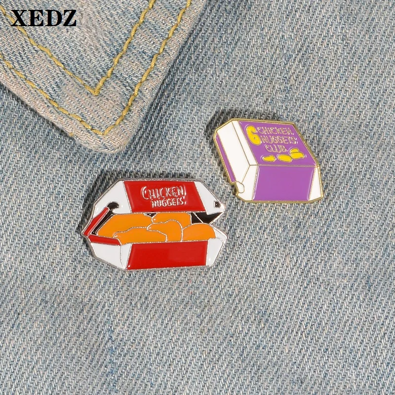 

XEDZ Delicious Fast Food Chicken Nuggets Fun Enamel Badge Cartoon Food Shirt Lapel Brooch Jewelry Accessories Give Friends Gifts