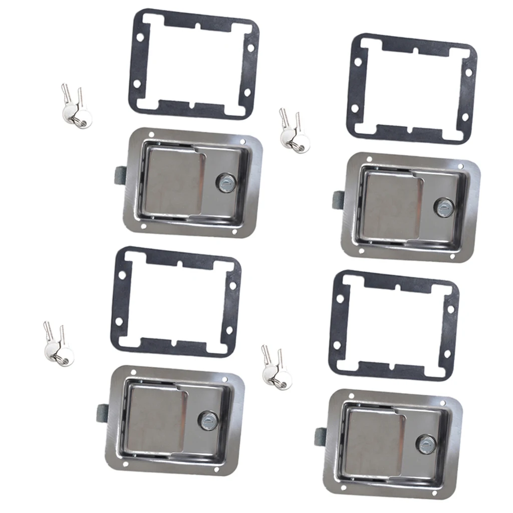 4pcs Yacht RV Stainless Steel Paddle Lock Latch & Key for Tool Box Door