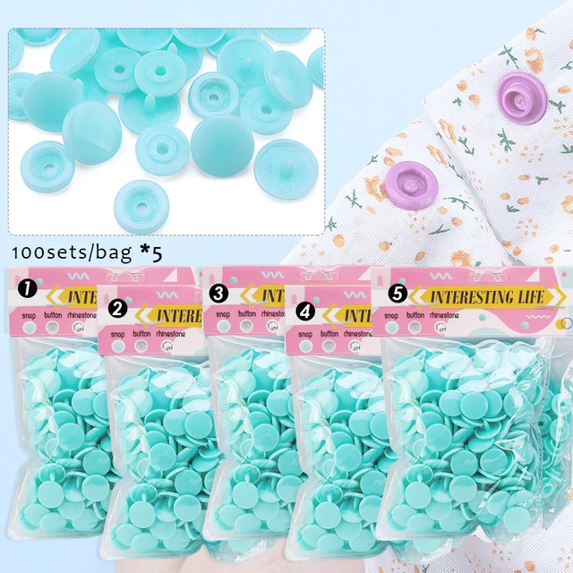 New Shapes Snap Buttons Sewing Tool Kit Blue/Pink Containers