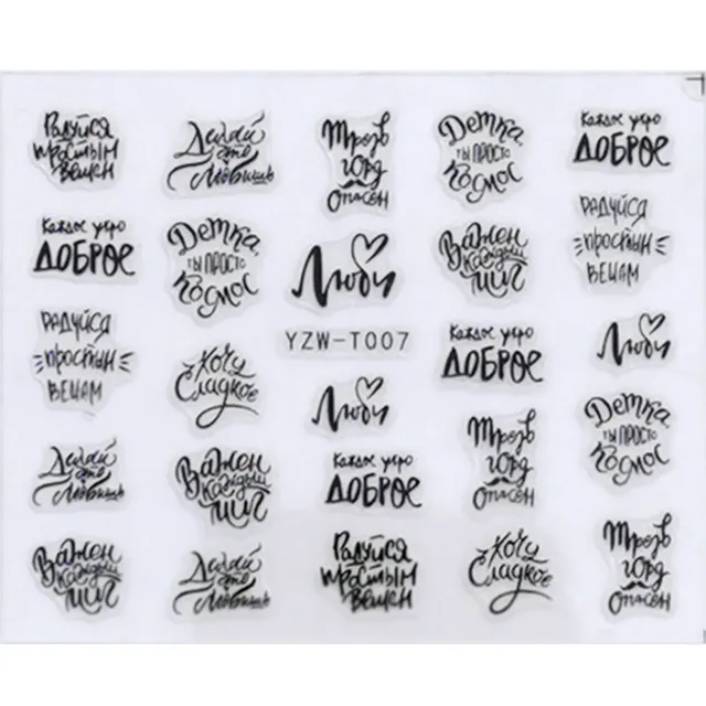 Nail Stickers for Manicure Nail Sticker Sliders For Nails Decal Self-adhesive Nails Figures Transfer Black DIY Accessories YZW-T007 balck