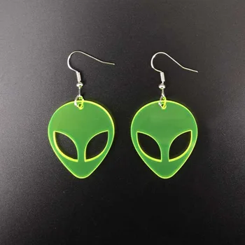 

Transparent Fluorescent Green Scientific Exploration Alien Earrings Personal Internet Celebrity Vigorous Girl Acrylic Eardrop