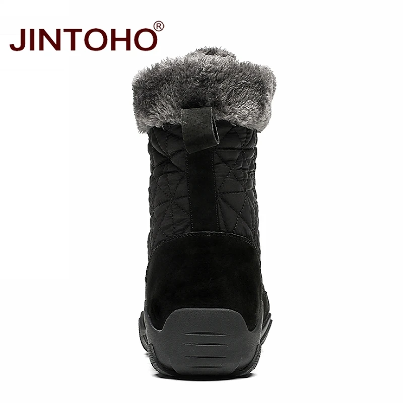JINTOHO/высококачественные мужские зимние мотоциклетные ботинки; теплые мужские зимние ботинки; кожаные ботинки до середины икры; модная мужская зимняя обувь; зимняя обувь
