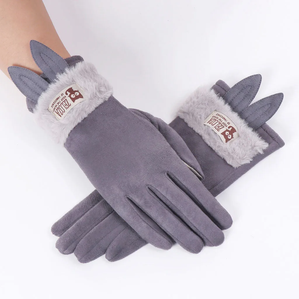Женские перчатки Guantes милые кавайные перчатки с заячьими ушками женские Зимние флисовые термоперчатки утепленные варежки Handschoenen